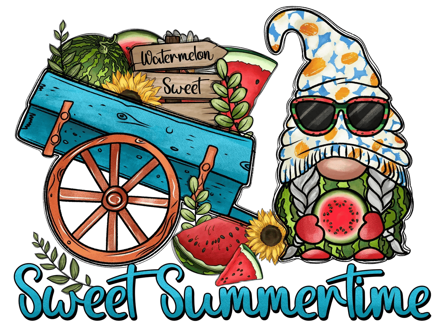 Sweet Summertime Gnome - DTF Ready to Press - Heat Press Transfer