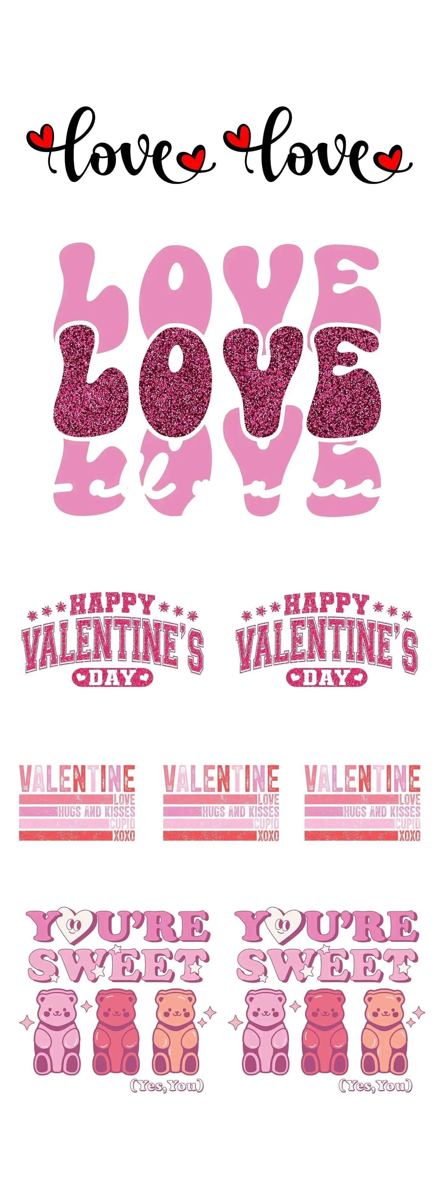 Sweet & Lovely: Valentine’s Day DTF Gang Sheet 22"x60" Premade DTF Gang Sheet - Heat Press Transfer