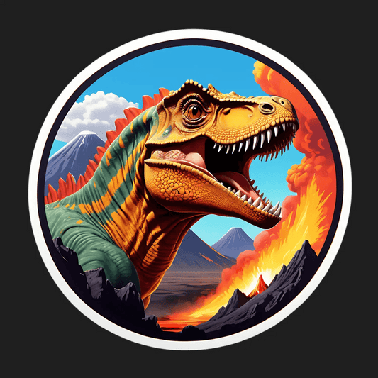 T-Rex Volcano - Dinosaur Sticker - Heat Press Transfer