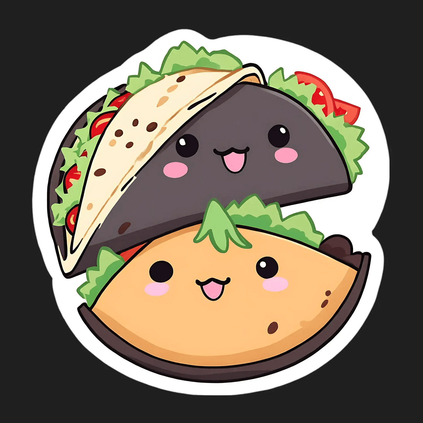 Taco Emoji Sticker - Cute Kawaii Design - Heat Press Transfer