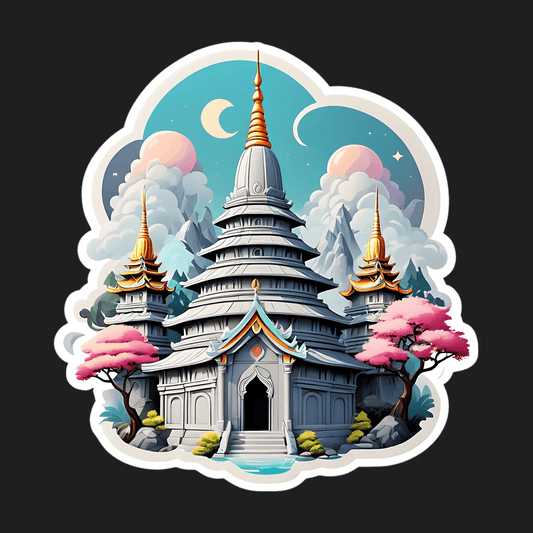 Temple Pagoda - Moonlight Sticker - Heat Press Transfer
