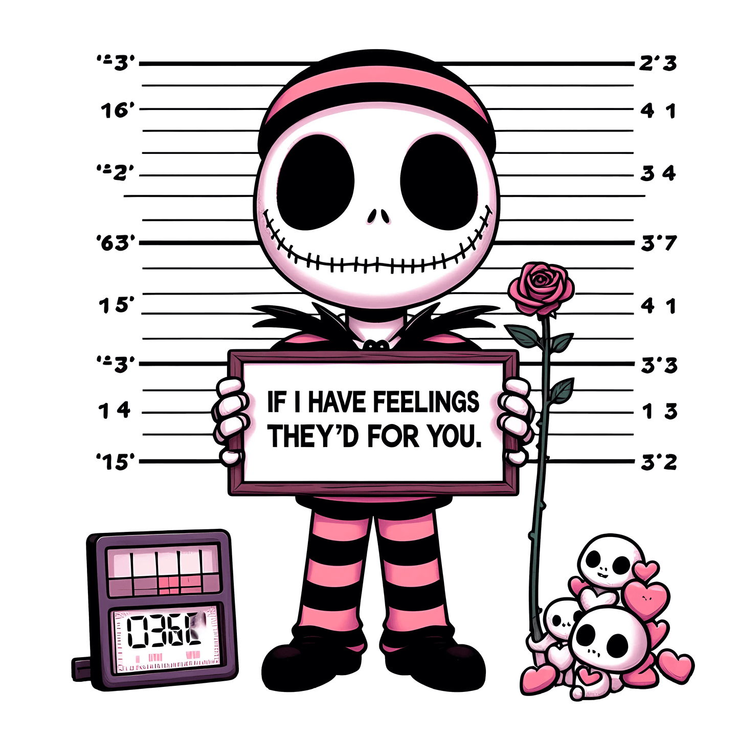 The Nightmare Before Christmas Jack Skellington If I Feelings They'd For You Valentine's Day Design - DTF Ready To Press - Heat Press Transfer
