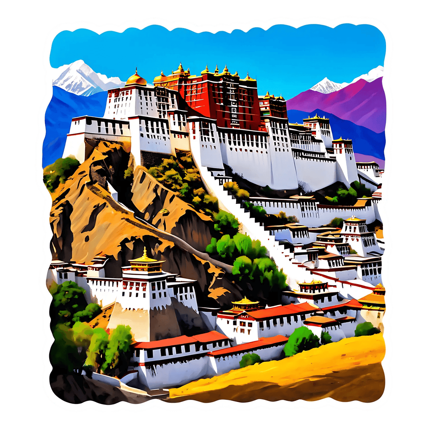 Tibetan Monastery Sticker - Vibrant UV DTF - Heat Press Transfer