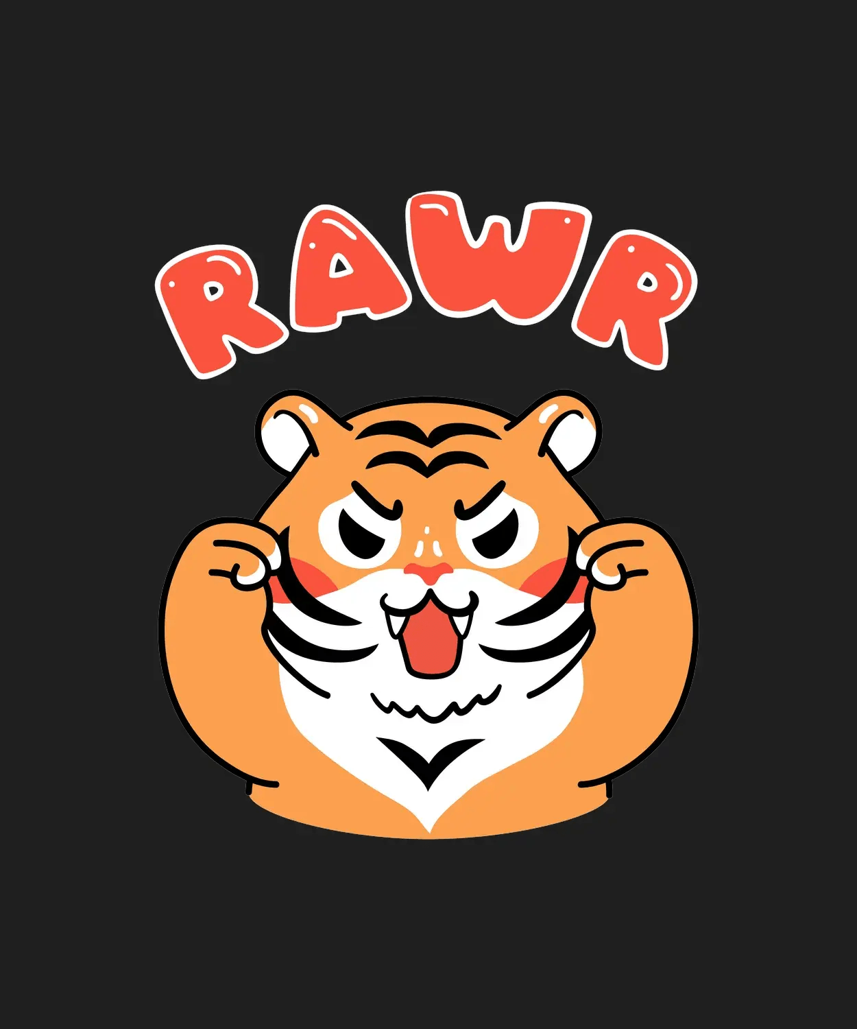 Tiger Roar - DTF Ready to Press (black_bg)