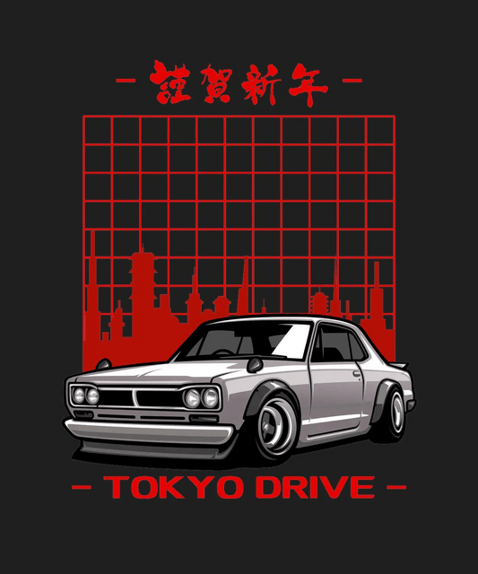 Tokyo Drive Car - DTF Ready to Press - Heat Press Transfer