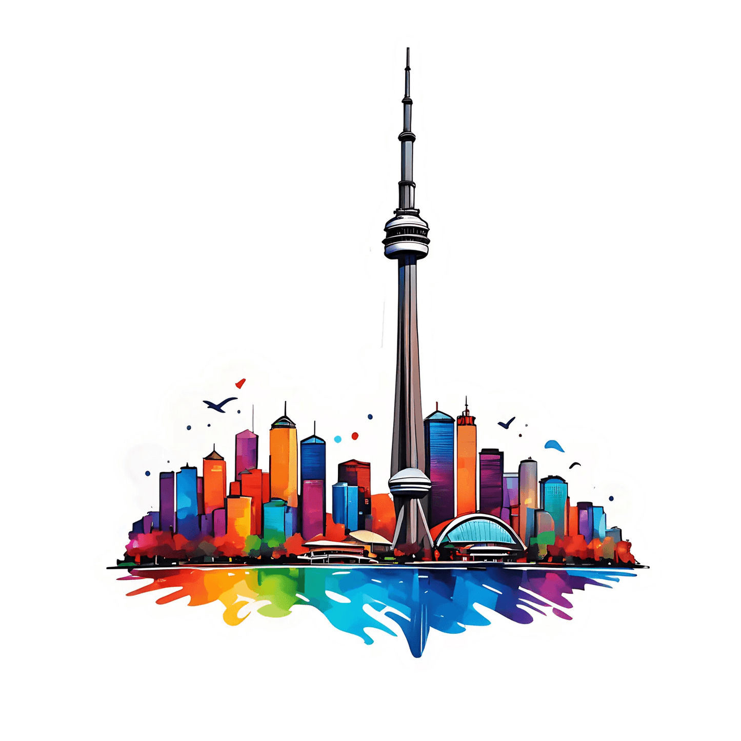 Toronto Skyline - Colorful Cityscape Sticker - Heat Press Transfer