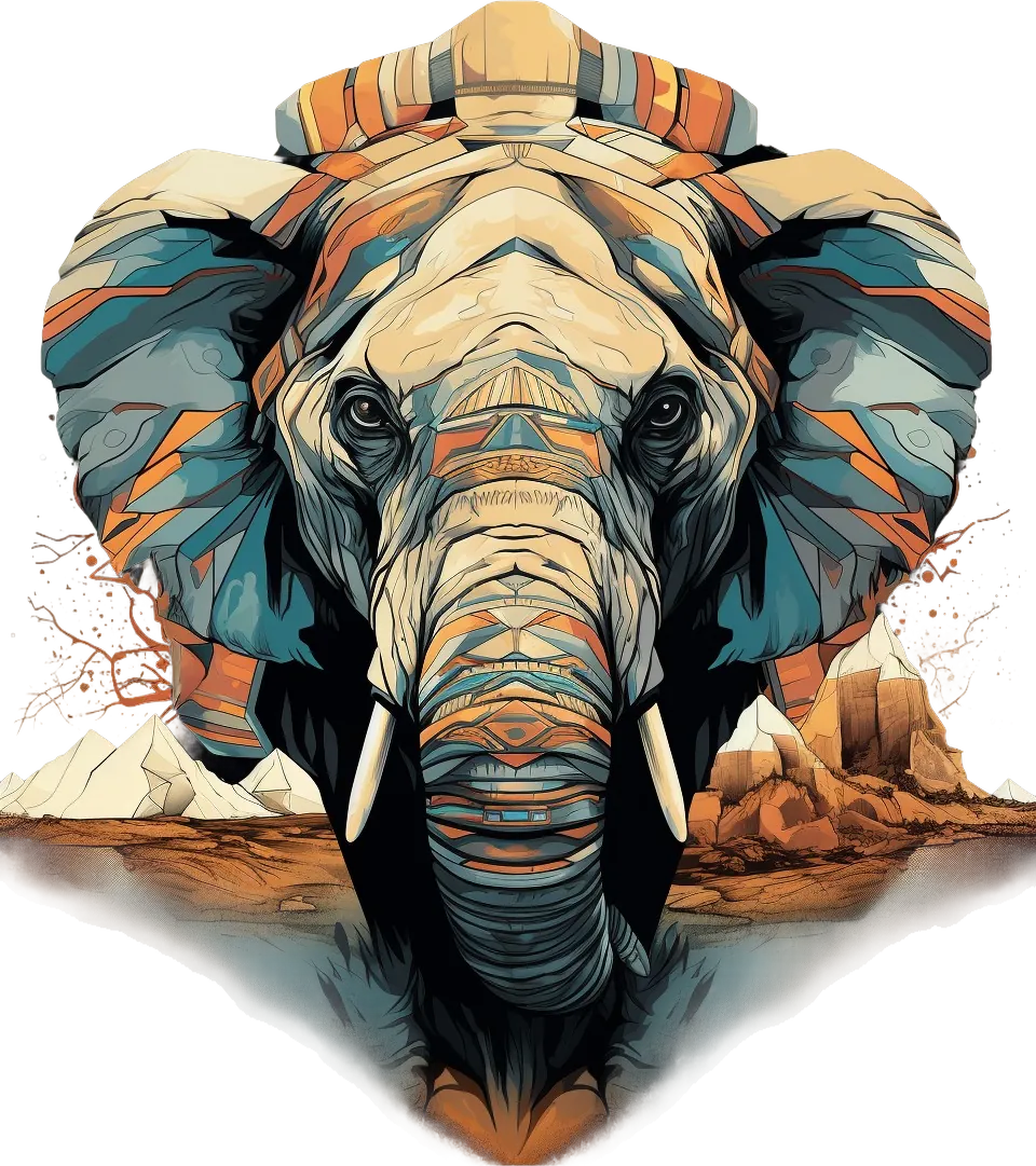 Tribal Elephant Art - DTF Ready to Press - Heat Press Transfer