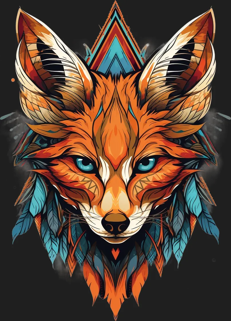 Tribal Fox Design - DTF Ready to Press - Heat Press Transfer