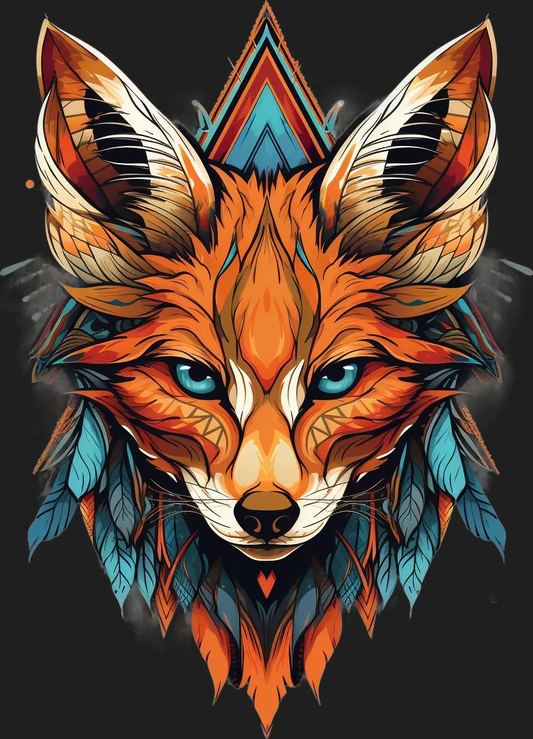 Tribal Fox Design - DTF Ready to Press - Heat Press Transfer