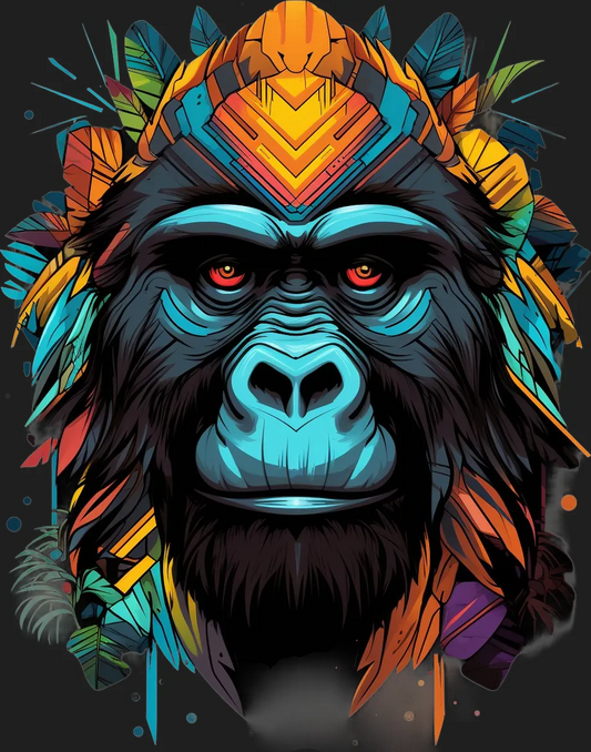 Tribal Gorilla Color Pop - DTF Ready to Press - Heat Press Transfer