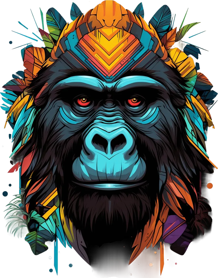 Tribal Gorilla Color Pop - DTF Ready to Press - Heat Press Transfer