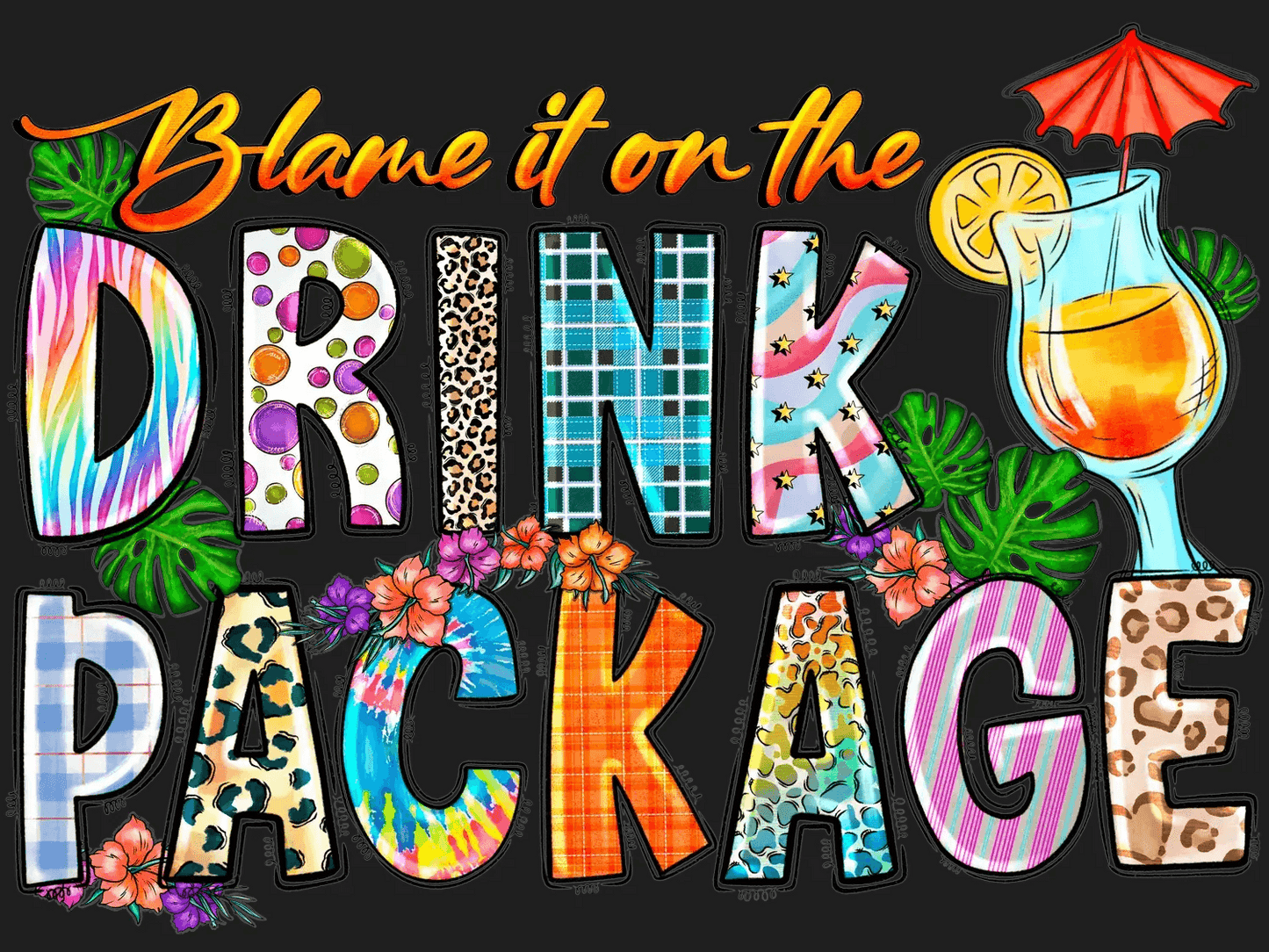 Tropical Drink Package - DTF Ready to Press - Heat Press Transfer