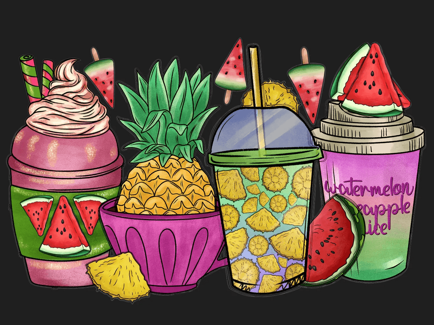 Tropical Drinks - DTF Ready to Press - Heat Press Transfer