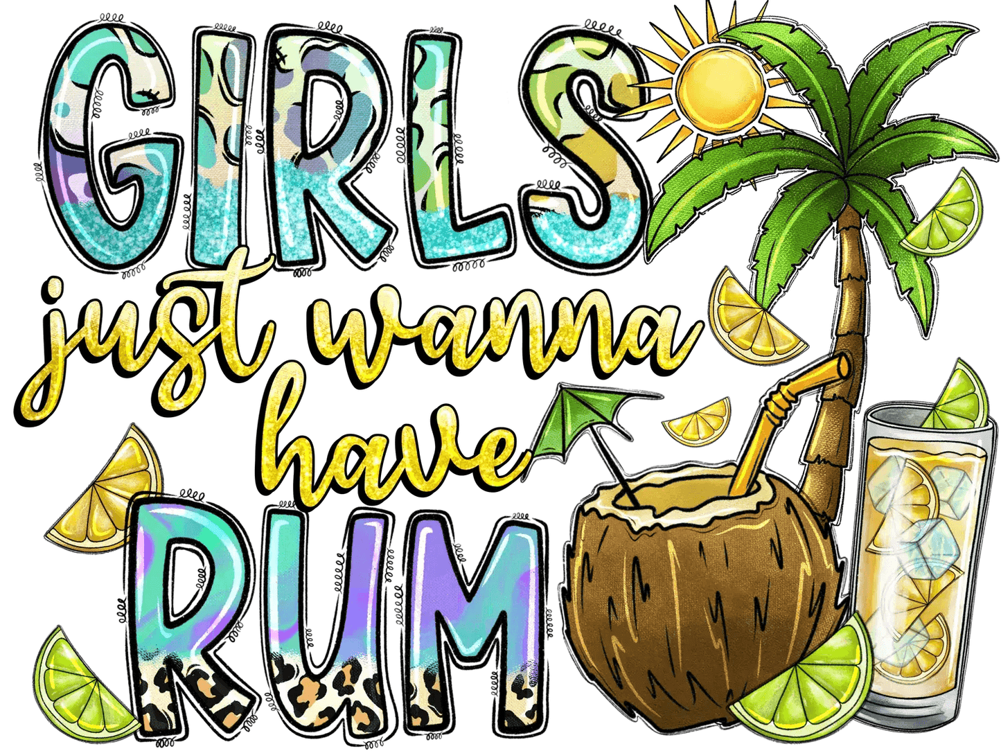 Tropical Girls Night - DTF Ready to Press - Heat Press Transfer