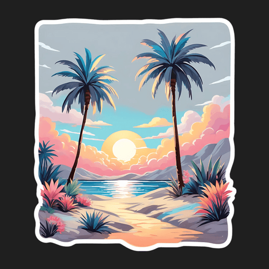 Tropical Sunset Palms - Sticker - Heat Press Transfer