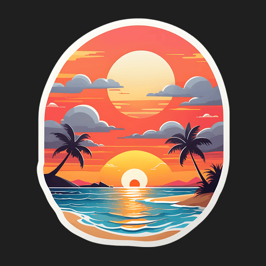 Tropical Sunset Sticker - Durable UV Print - Heat Press Transfer