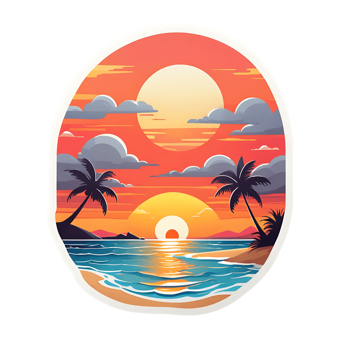 Tropical Sunset Sticker - Durable UV Print - Heat Press Transfer