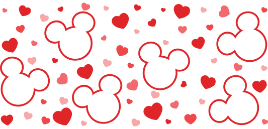 UV DTF 16 Oz Libbey Glass Cup Wrap - Disney Mickey Valentine's Day Magic - Heat Press Transfer
