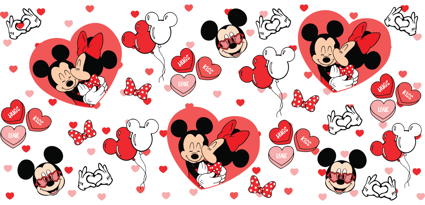 UV DTF 16 Oz Libbey Glass Cup Wrap - Enchanting Disney Valentine's Day Romance - Heat Press Transfer