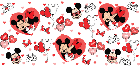 UV DTF 16 Oz Libbey Glass Cup Wrap - Enchanting Disney Valentine's Day Romance - Heat Press Transfer
