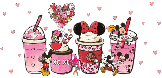 UV DTF 16 Oz Libbey Glass Cup Wrap - Valentine's Day Disney Coffee Magic - Heat Press Transfer