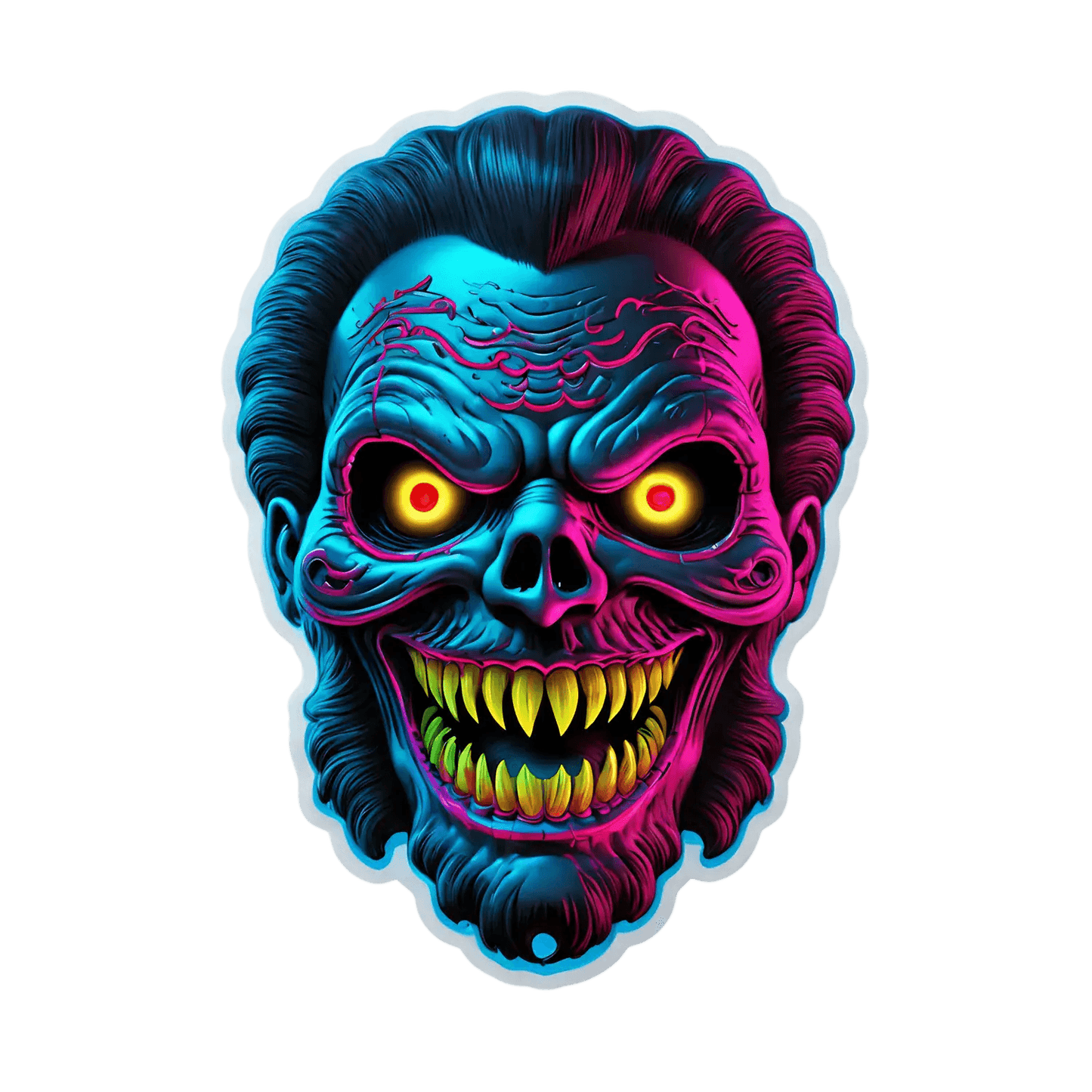 UV DTF Sticker - Neon Skull Design - Heat Press Transfer