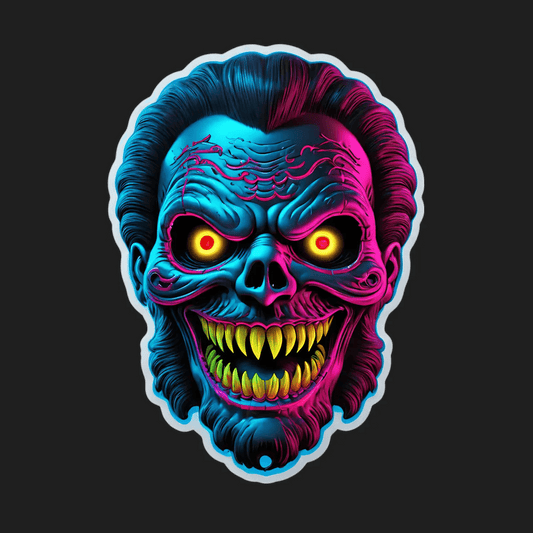UV DTF Sticker - Neon Skull Design - Heat Press Transfer