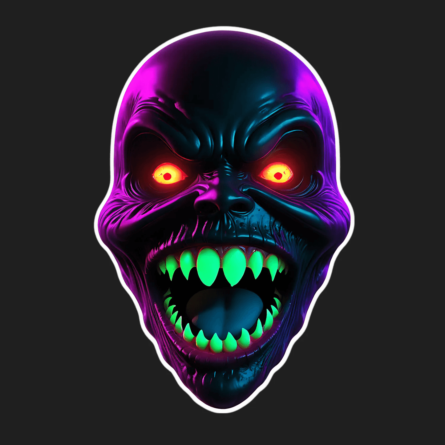 UV Glow Skull - Sticker - Heat Press Transfer