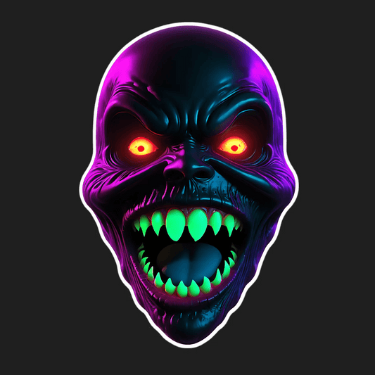 UV Glow Skull - Sticker - Heat Press Transfer