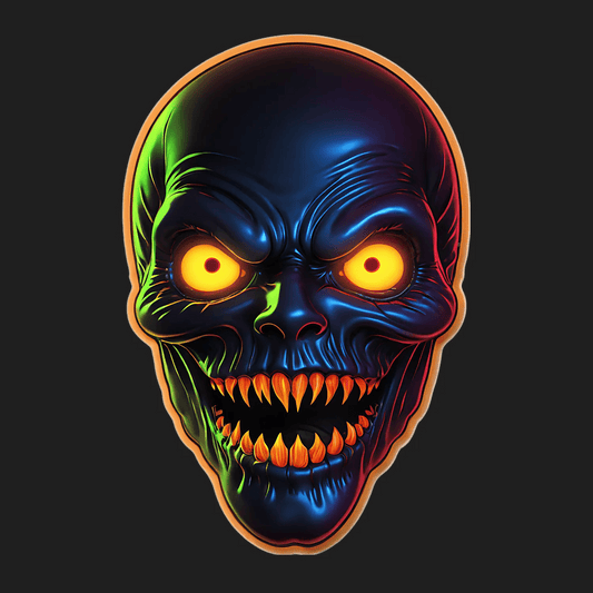 UV Skull Sticker - Vibrant Neon Graphics - Heat Press Transfer
