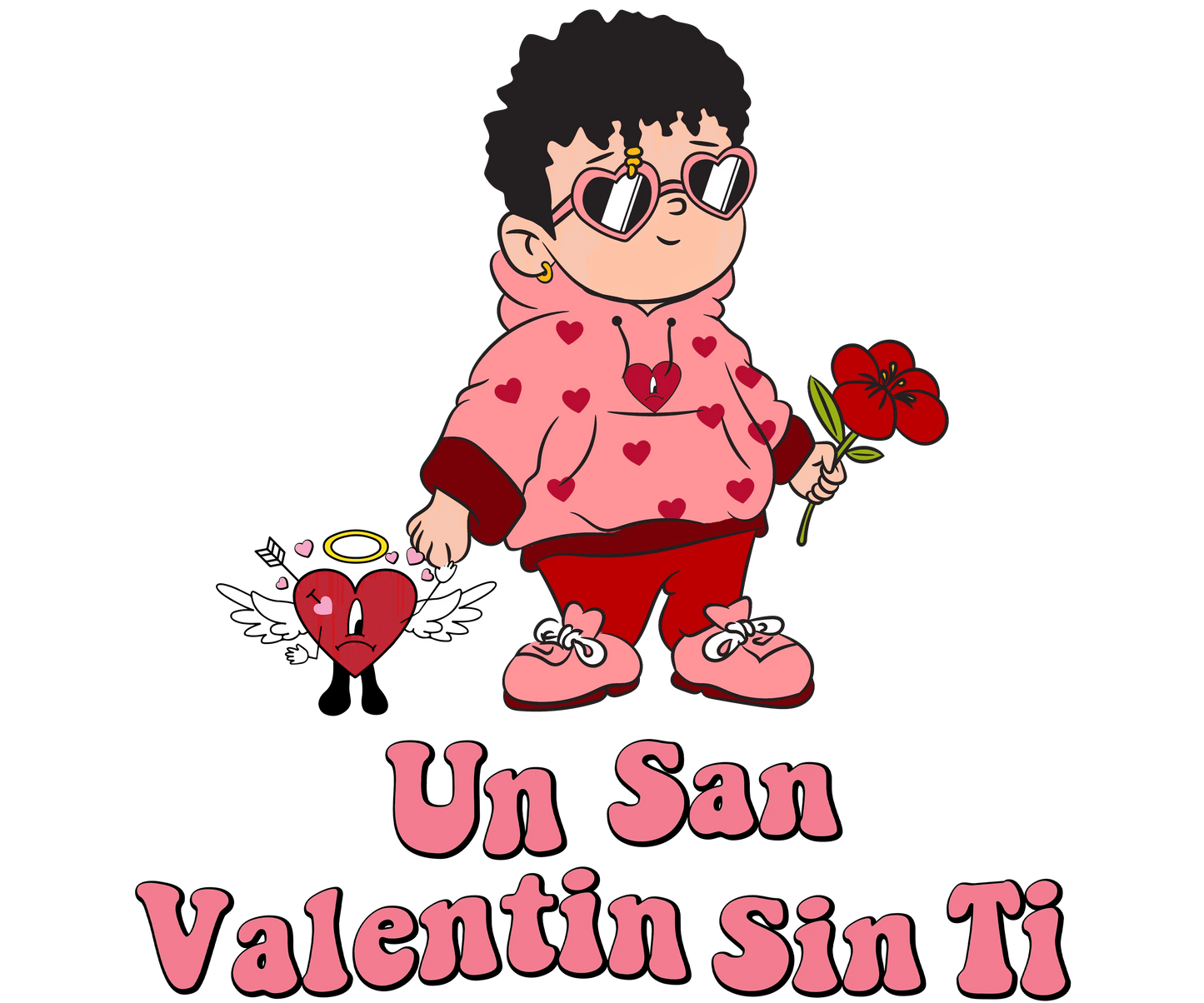 Un San Valentin Sin Tin Bad Bunny Design - DTF Ready To Press - Heat Press Transfer