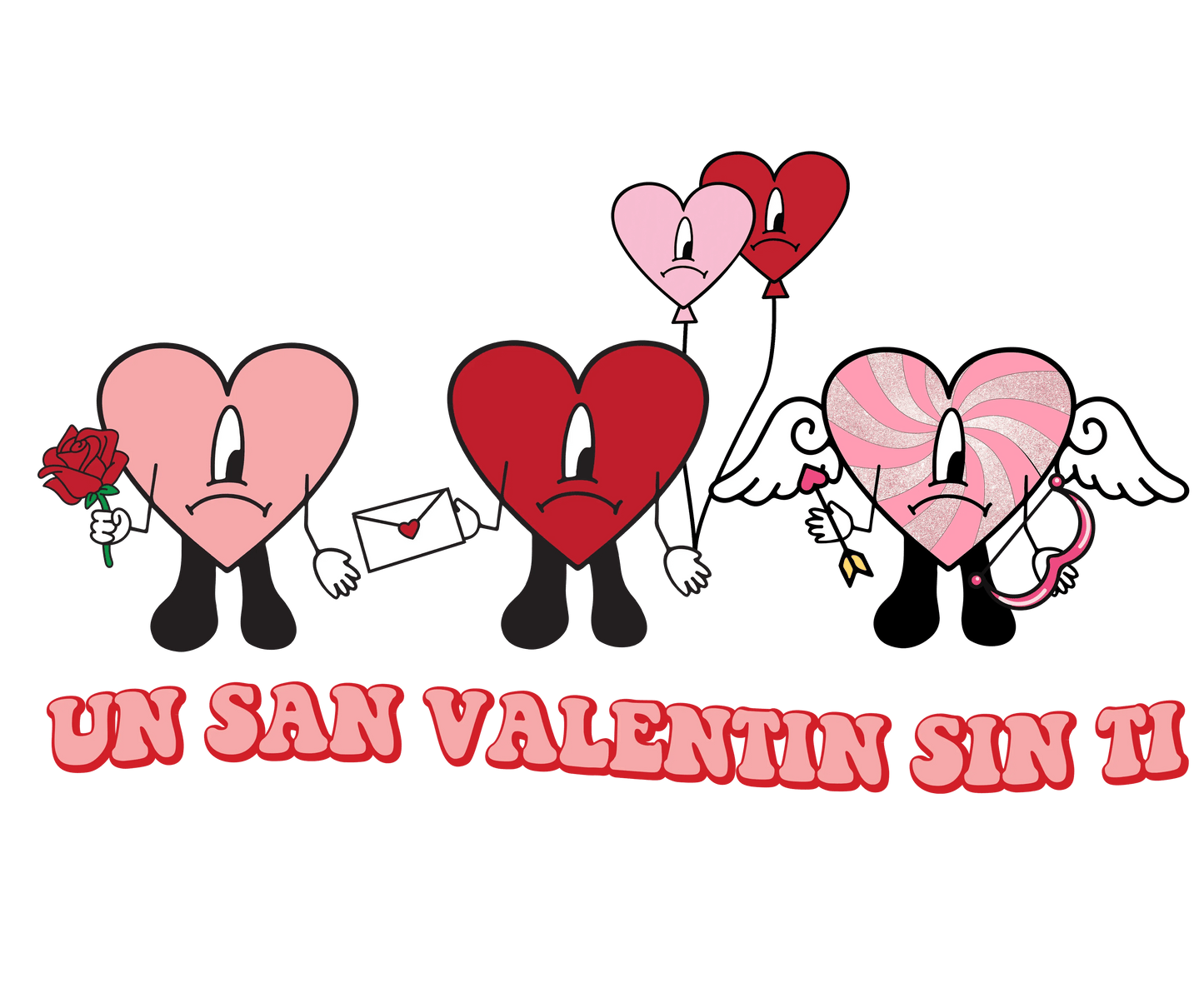 Un San Valentine Sin Ti Bad Bunny Cupid Valentine's Day Design - DTF Ready To Press - Heat Press Transfer