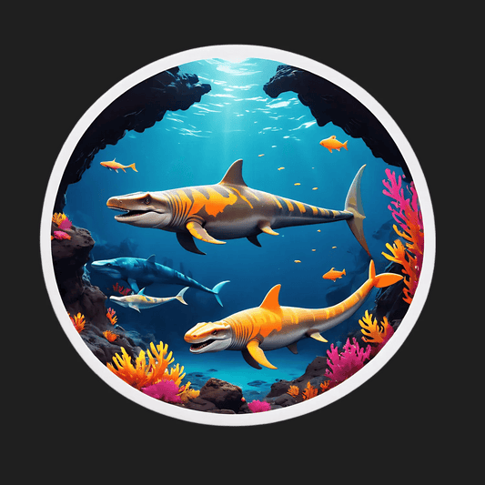 Underwater Sharks - Oceanic Sticker - Heat Press Transfer