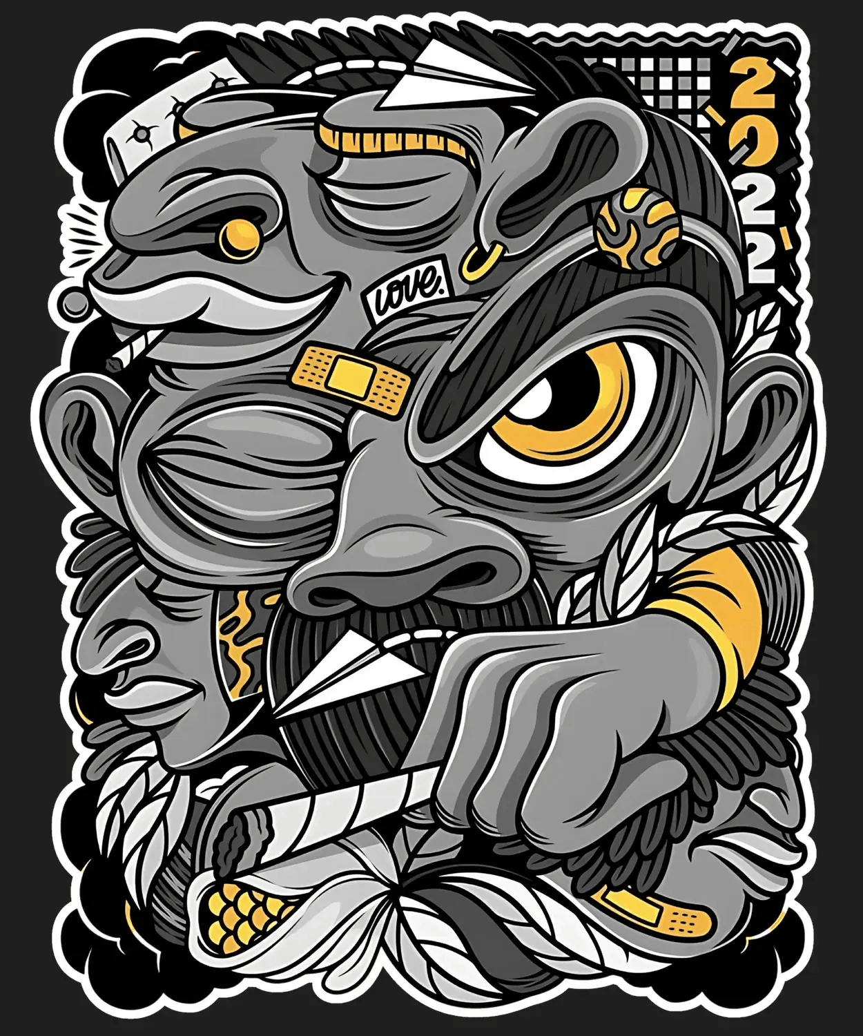 Urban Gorilla Art - DTF Ready to Press (black_bg)