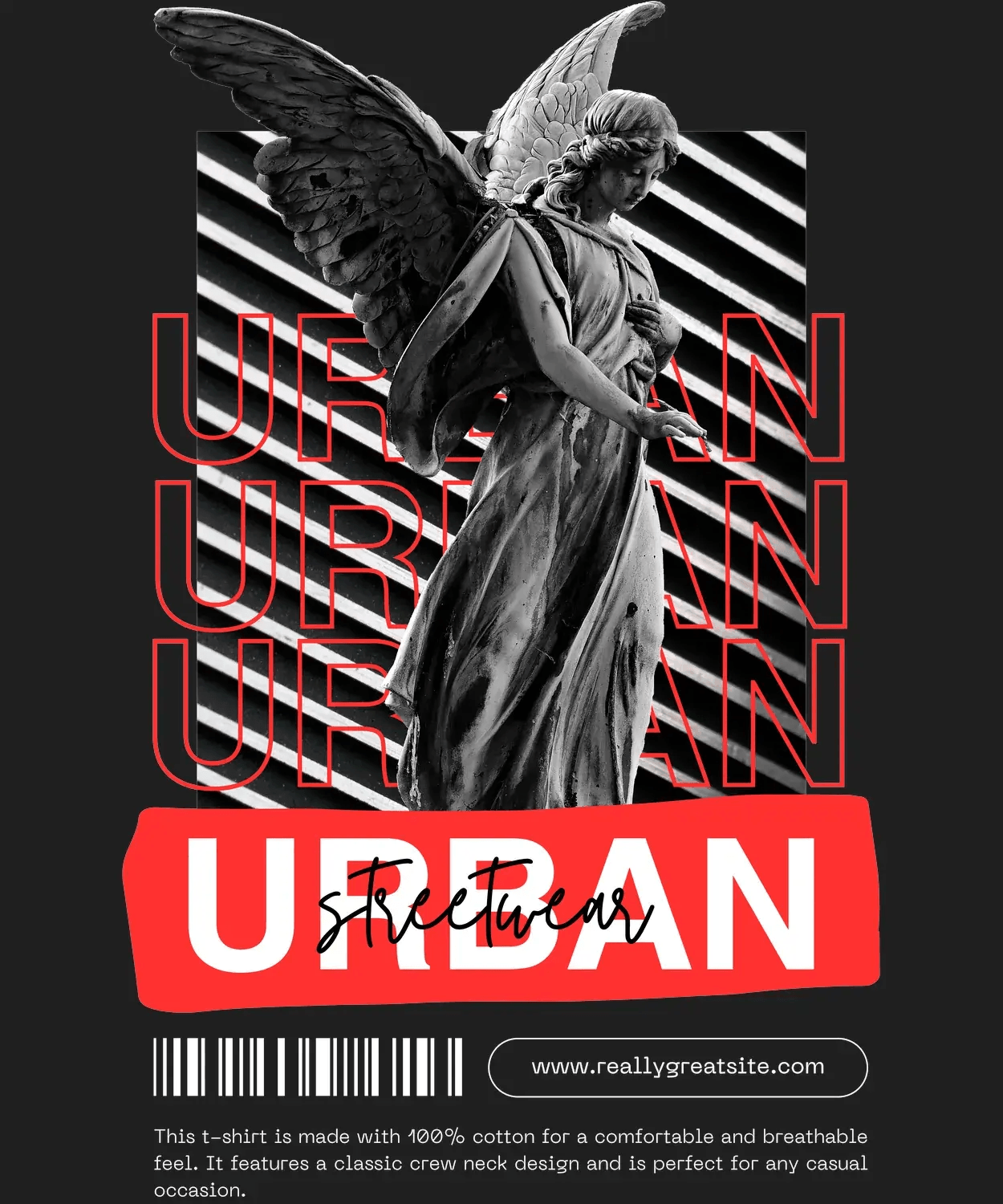 Urban Streetwear Angel - DTF Ready to Press (black_bg)