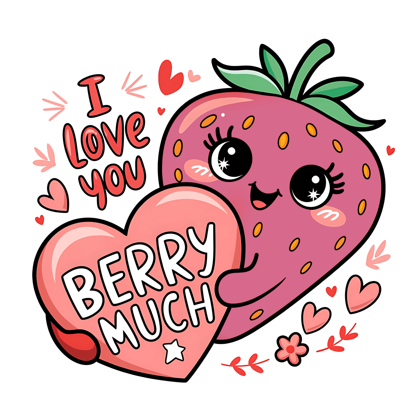 Valentine I Love You Berry Much Design | DTF Center - Heat Press Transfer