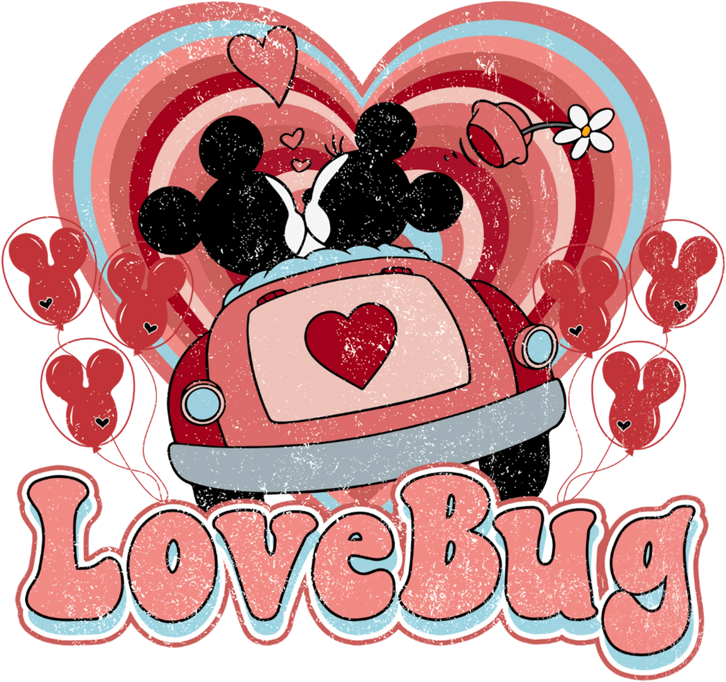 Valentine's Day Disney Mickey Minnie Design - DTF Ready To Press - Heat Press Transfer