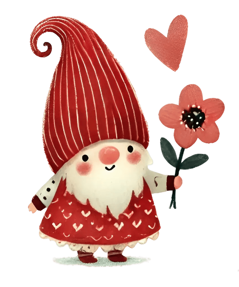 Valentine's Day Gnome Flower Design | DTF Center - Heat Press Transfer