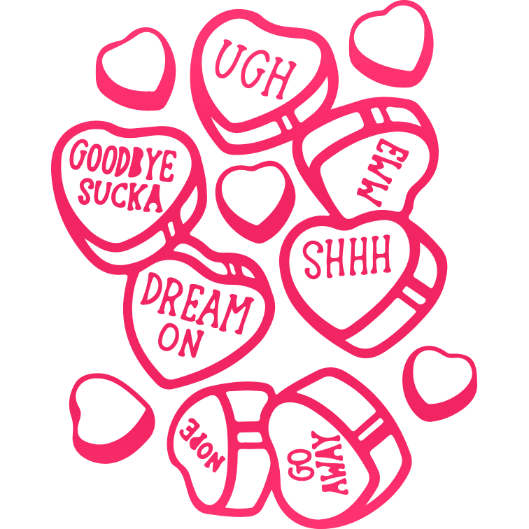 Valentine's Day Love Candy Design - DTF Ready To Press - Heat Press Transfer