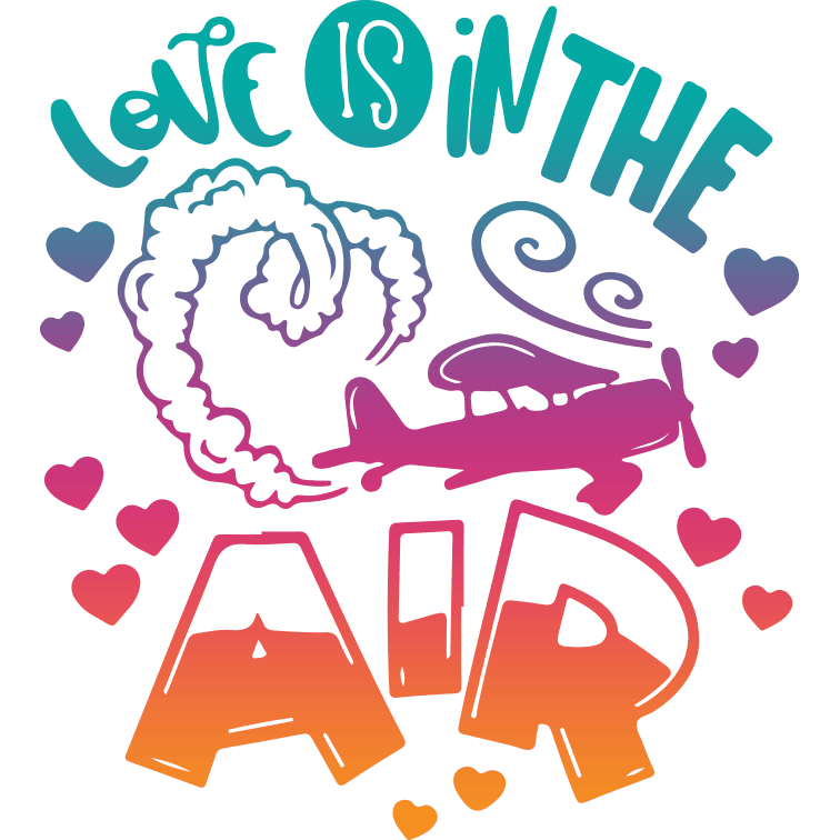 Valentine's Day Plane Design - DTF Ready To Press - Heat Press Transfer