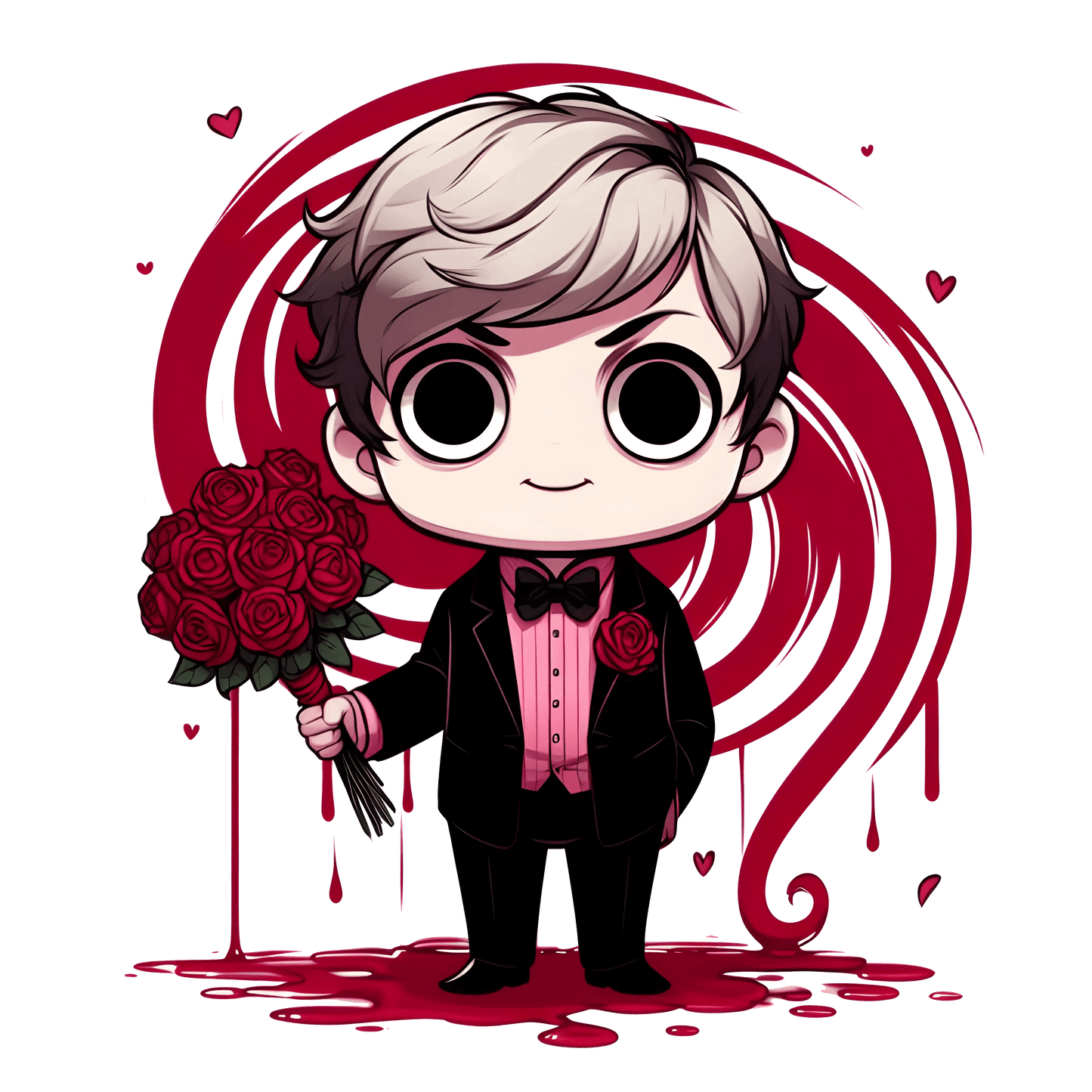 Vampire Valentine's Day Rose Design - DTF Ready To Press - Heat Press Transfer