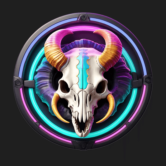 Vibrant Ram Skull - Neon Glow Sticker - Heat Press Transfer