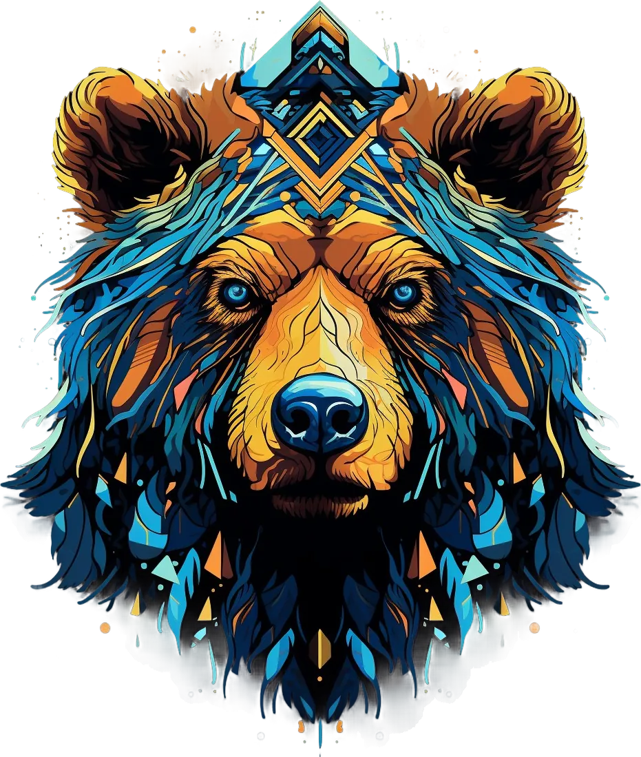 Vibrant Bear Art - DTF Ready to Press - Heat Press Transfer
