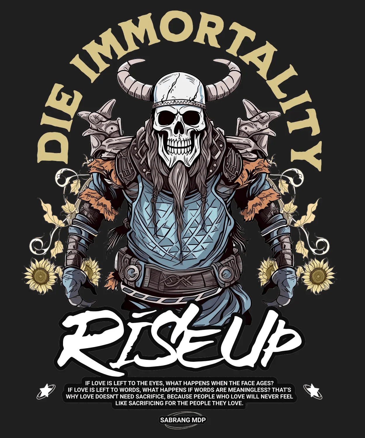 Viking Skull Immortality - DTF Ready to Press - Heat Press Transfer