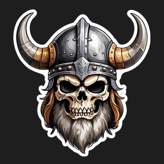 Viking Skull Sticker - UV DTF Adhesive Decal - Heat Press Transfer