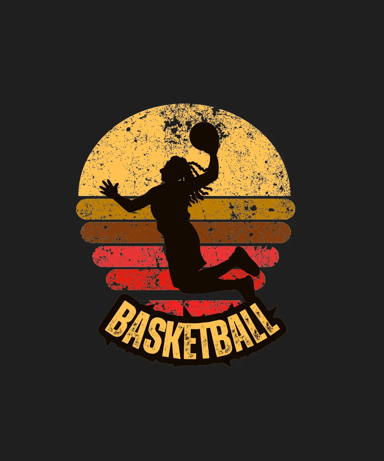 Vintage Basketball - DTF Ready to Press (black_bg)