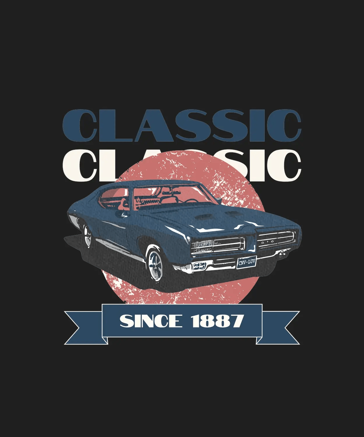 Vintage Car Classic - DTF Ready to Press (black_bg)