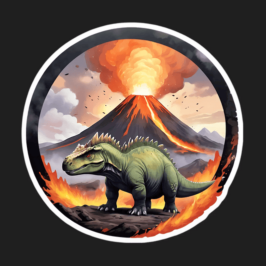 Volcanic Dinosaur Sticker - Eruption Scene - Heat Press Transfer