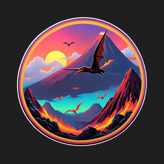 Volcanic Sunset - Pterosaur Sticker - Heat Press Transfer