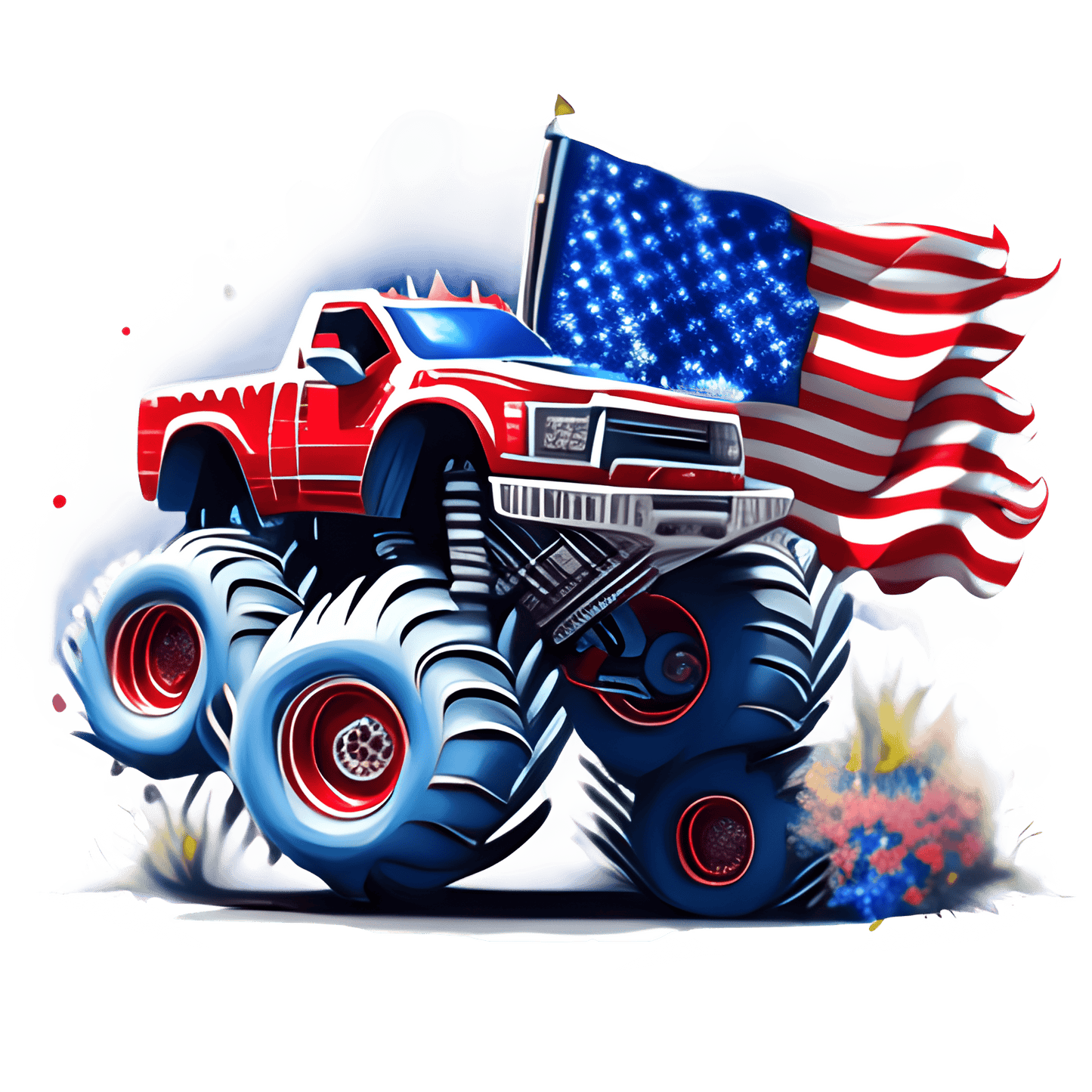 4th Of July Truck Design - DTF Ready To Press - Heat Press Transfer
